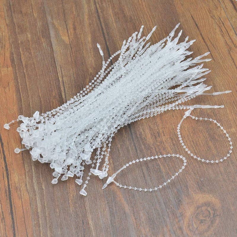 Fodattm 1000PCS Adjustable Security Beaded Loop Tie Plastic Paper Price Tagging Fastener Snap Lock for Hang Tags Price Tags or Clothing Tag (Clear, Length: 9 Inch) - Image 2